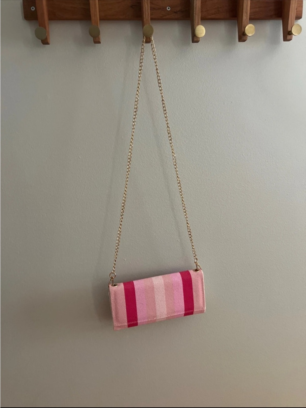 Pink Lily Pink Striped Chain Purse